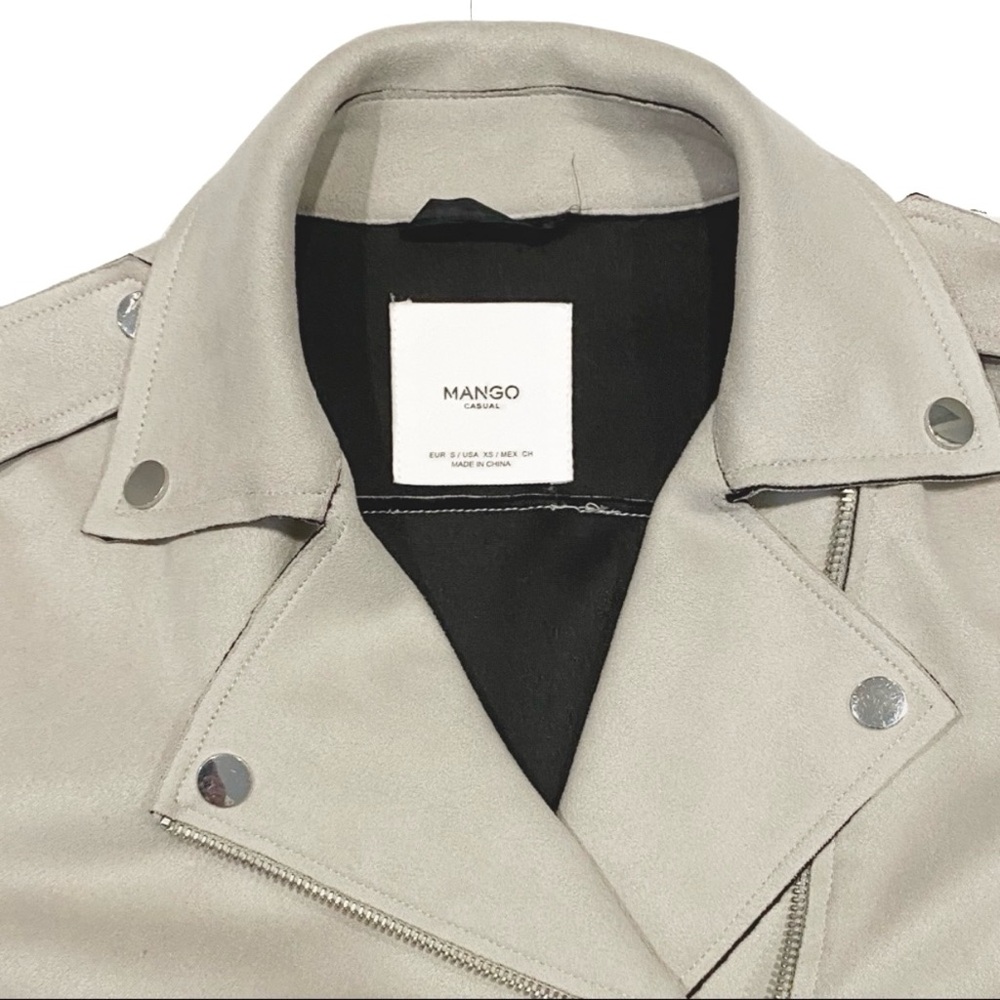 MANGO Cream Faux Suede Biker Moto Jacket - Picture 5 of 12